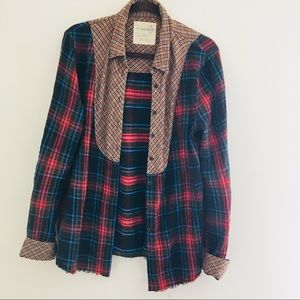 2/$20 Free People Flannel Patchwork Multi-Pattern